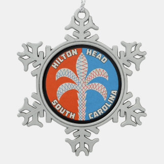 Hilton Head Island South Carolina Palms Tin Sneeuwvlok Ornament