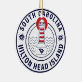 Hilton Head Island Vuurtoren Retro Sunset Keramisch Ornament (Rechts)