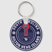 Hilton Head Island Vuurtoren Retro Sunset Sleutelhanger (Achterkant)