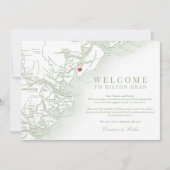 Hilton Head Sage Green Wedding Welkomstroute Bedankkaart (Voorkant)