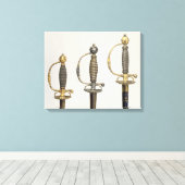 Hilts of three French swords: one of steel Canvas Afdruk (Insitu (Houten vloer))
