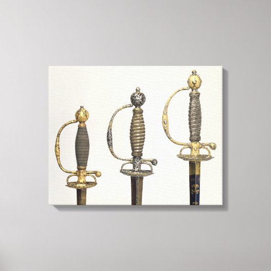 Hilts of three French swords: one of steel Canvas Afdruk (Voorkant)
