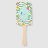 Him Elegant Boho Bloemen Bruids Bruiloft Douche Sp Handwaaier (Voorkant)