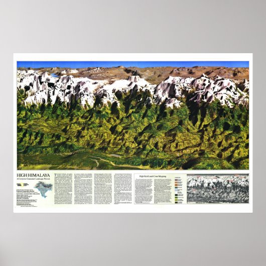 "Himalaya: 1988 High Panorama Map ... Poster (Voorkant)