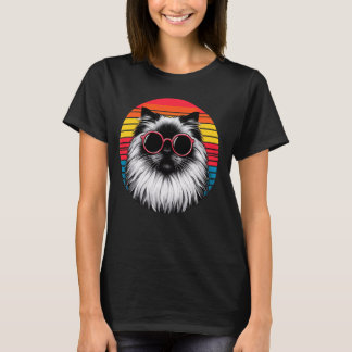 Himalaya Cat Retro Sunset Zonnebril 70s T-shirt