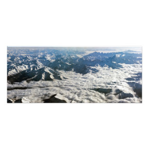 Himalaya-gebergte onder wolken - Tibet Foto Afdruk