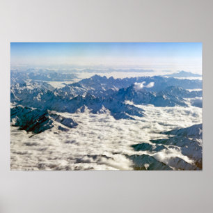 Himalaya-gebergte onder wolken - Tibet Poster