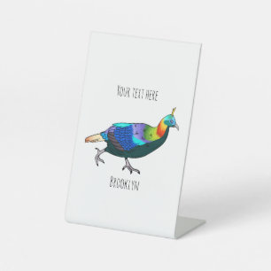 Himalaya monal vogel cartoon illustratie reclamebord met voetstuk