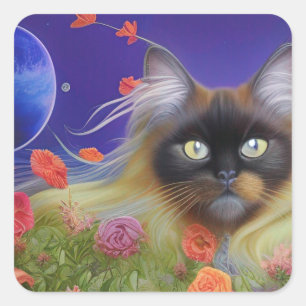 Himalayan Cat in de tuin Vierkante Sticker