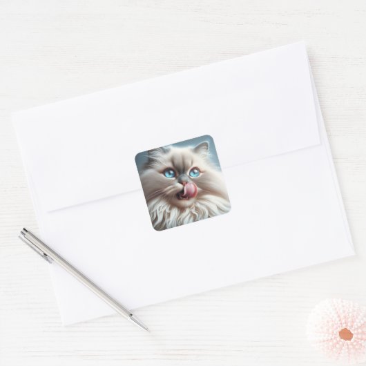Himalayan Cat Vierkante Sticker (Envelop)