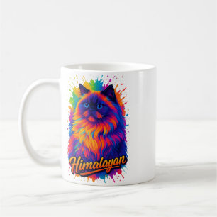 Himalayan Kat Pop Art – Kleurrijke Neon Straatkuns Koffiemok