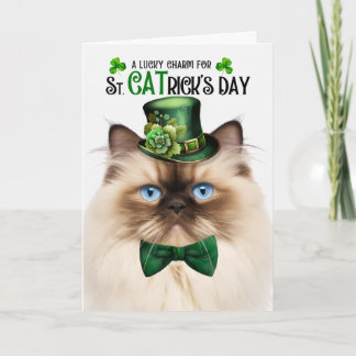 Himalayan Kat St CATrick's Day Lucky Charm Feestdagen Kaart