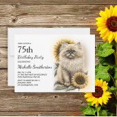 Himalayan Kitten Cat Sunflower 75e verjaardag Kaart