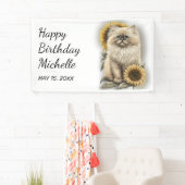 Himalayan Kitten Cat Sunflower Happy Birthday Spandoek (Insitu)