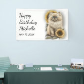 Himalayan Kitten Cat Sunflower Happy Birthday Spandoek (Beurs)