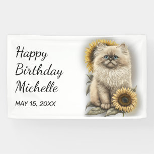 Himalayan Kitten Cat Sunflower Happy Birthday Spandoek