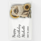 Himalayan Kitten Cat Sunflower Happy Birthday Spandoek (Verticaal)