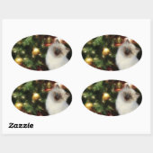 Himalayan kitten Kerstmis Ovale Sticker (Vel)