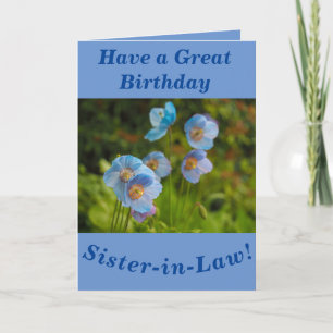 Himalayan Poppies Birthday Card voor Zuster-in-Law Kaart