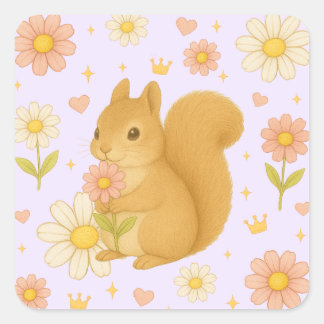 HIMEKARI Floral Squirrel Sticker (Purple)