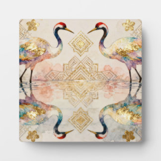 Himmlische Kraniche in Harmonie - Wasserfarben  Fotoplaat