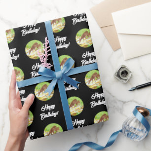 Hinde en reekalf zwart cadeaupapier