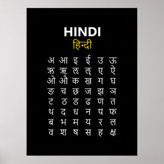 Hindi Alphabet अ–क्ष Devanagari Script Poster