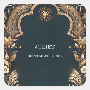 Hindi Henna Mehndi Indiase stijl Vrijgezellenfeest Vierkante Sticker