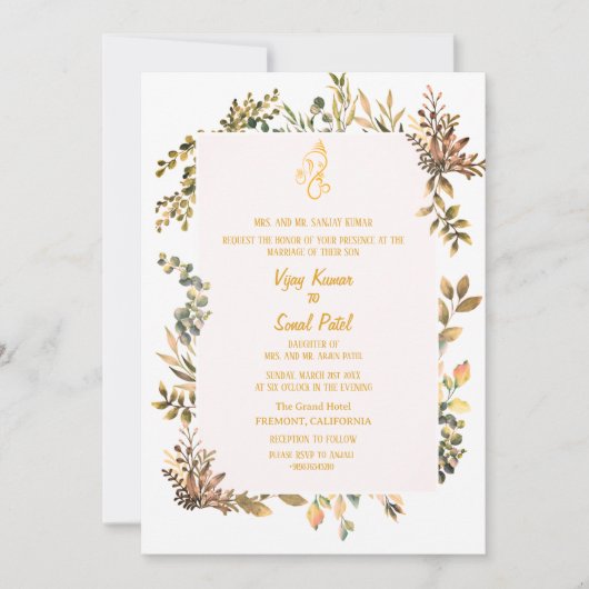 Hindoe bruiloft uitnodiging met aangepaste Afbeeld (Voorkant)