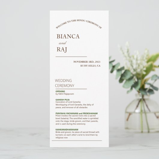 HINDOE CEREMONIE BRUILOFT PROGRAMMA (Staand voorkant)