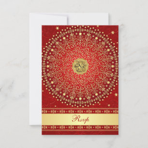 Hindoe Ganesh Rood Gouden Rollen Huwelijks RSVP Ka Kaartje