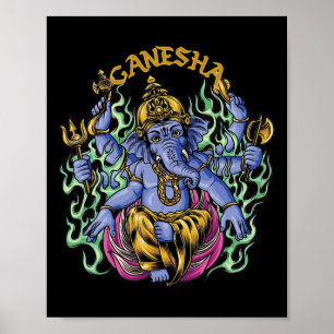 Hindoe Ganesha God Olifant Spiritueel Yoga Meditat Poster