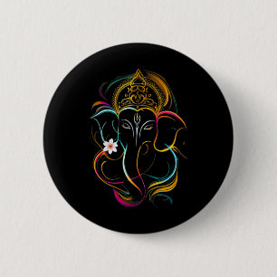 Hindoe Ganesha Puja Olifant God India Meditatie Y Ronde Button 5,7 Cm