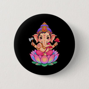 Hindoe Ganesha Puja Olifant God India Meditatie Y Ronde Button 5,7 Cm