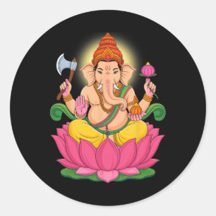 Hindoe Ganesha Puja Olifant God India Meditatie Y Ronde Sticker
