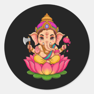 Hindoe Ganesha Puja Olifant God India Meditatie Y Ronde Sticker