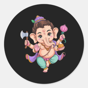 Hindoe Ganesha Puja Olifant God India Meditatie Y Ronde Sticker