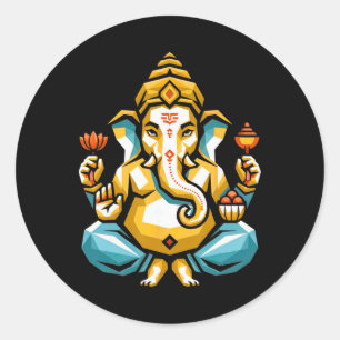 Hindoe Ganesha Puja Olifant God India Meditatie Y Ronde Sticker