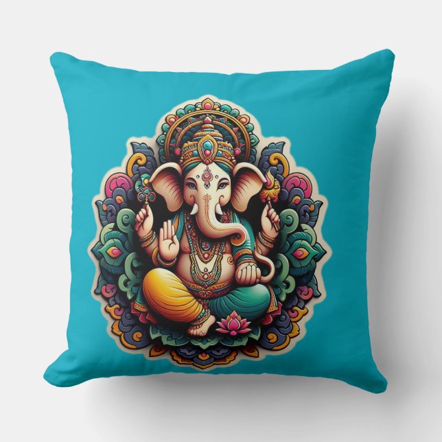 Hindoe God Heer Ganesh / Ganesha Kussen (Voorkant)