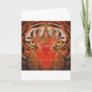 Hindoe Godin Durga, Kali Krachtige Tijger Kunst ka Kaart