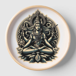 Hindoe Godin Shiva mediterende Muur Klok