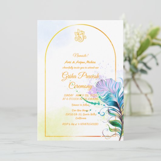 Hindoe Huis Warming Griha Pravesh Kaart (Staand voorkant)