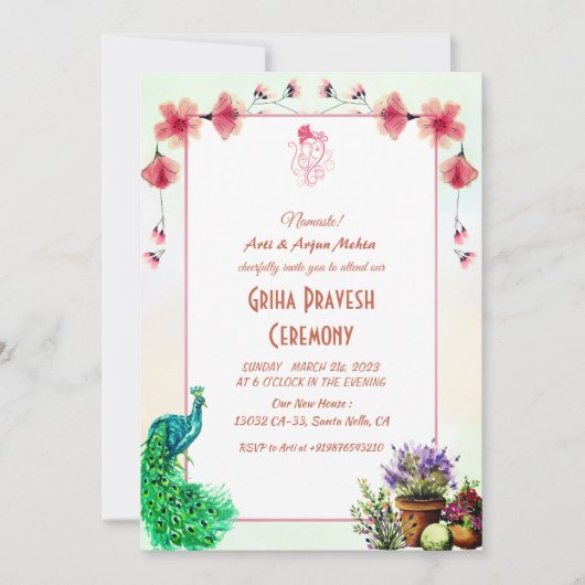 Hindoe Huis Warming Griha Pravesh Kaart (Voorkant)