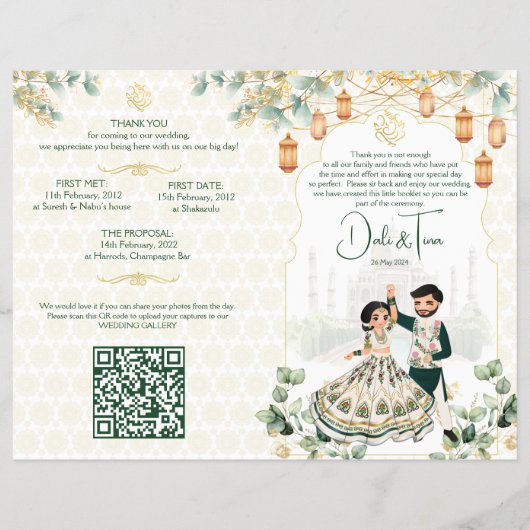Hindoe huwelijksrituelen programma groen goud flyer (Voorkant)