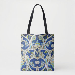 Hindoe Ornamenten Blauw Draagtas