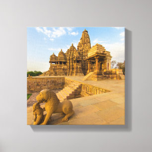 Hindoe-temples in Khajuraho Canvas Afdruk