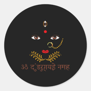 Hindoegodin Durga Yoga Met Sanskriet Mantra Ronde Sticker
