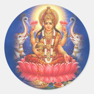 Hindoegodin Laxmi Devi Mata Ronde Sticker