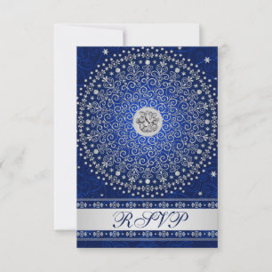 Hindoestaanse Ganesh Blauwe Zilveren Rollen Huweli RSVP Kaartje