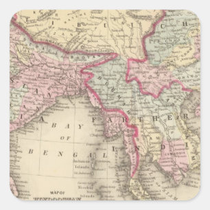 Hindoostan, Farther India, China, Tibet 2 Vierkante Sticker